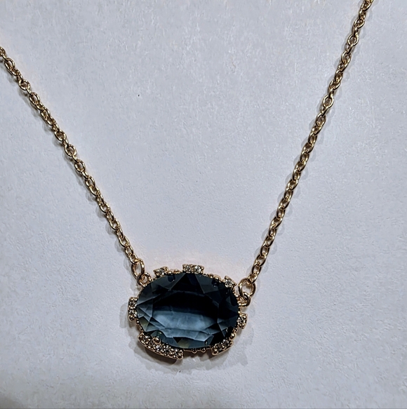 Anthropologie 18k gold plated  blue pendant necklace; nwot - Picture 3 of 6